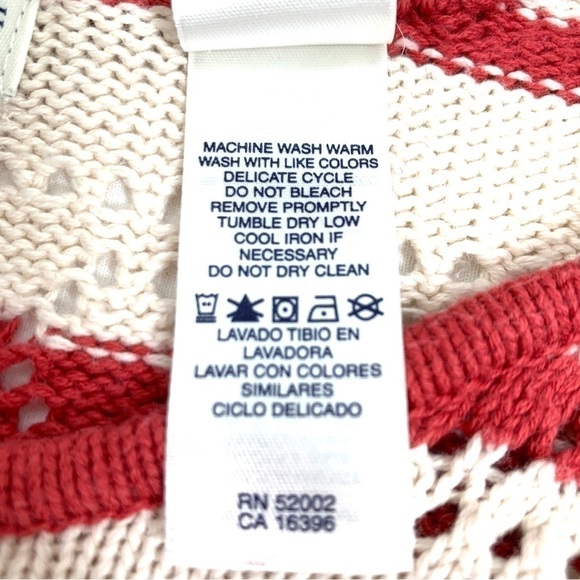 Liz Claiborne Crazy Horse Striped Crochet Sweater - Red/Cream, Size Large - Picture 6 of 7